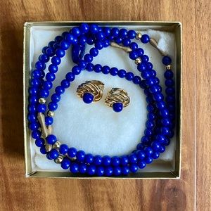 VTG Avon Lapis Lazuli & Gold Filigree Bead Set